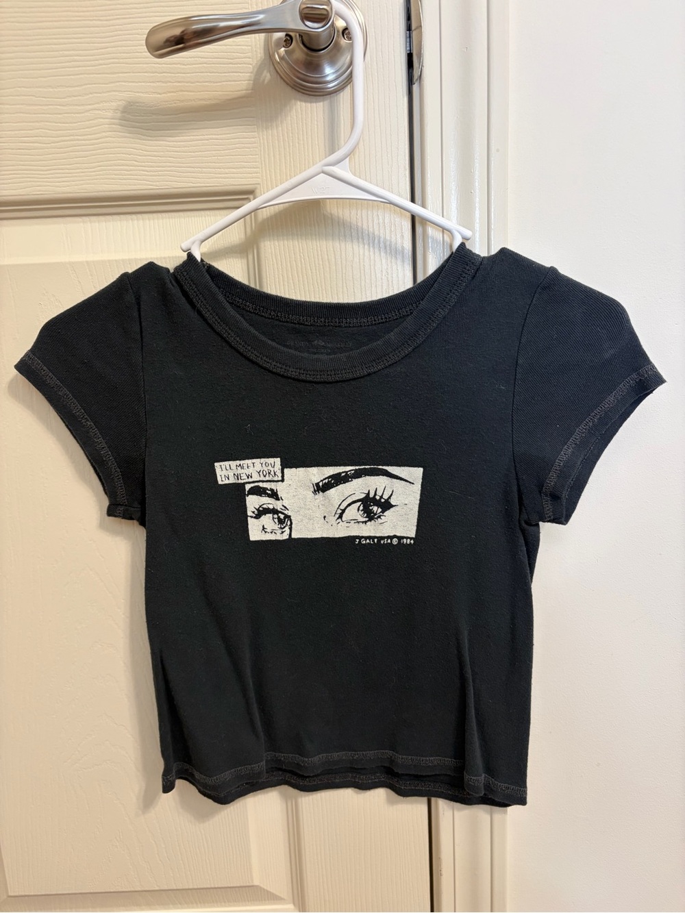 Brandy Melville Black Graphic Eye Tee